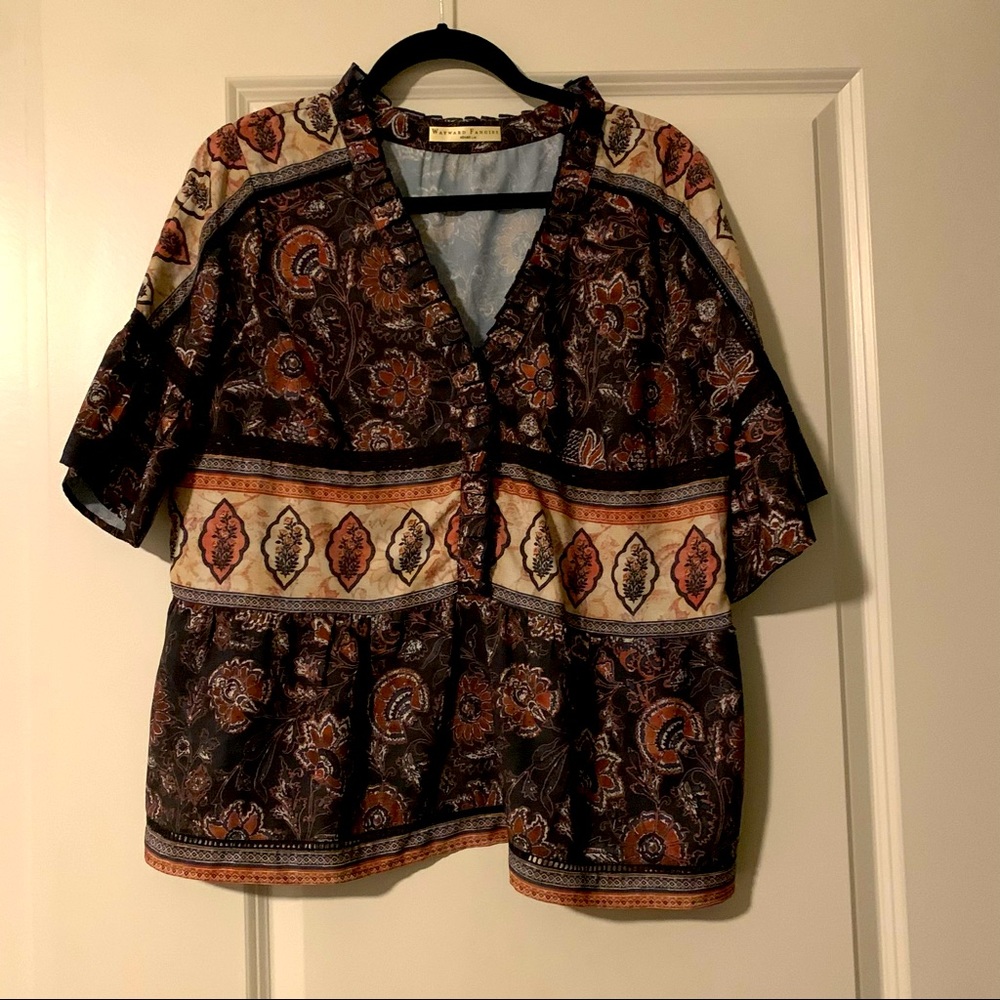 V-Neck Short Sleeve Peplum Top